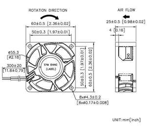 Taiwan E6025-F 60mm High-Temperature Axial Cooling EC <b>Fan</b> with Ball Bearing and Plastic Blades - Product Image 5
