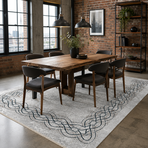Netline Home Timeless Linework Grey Modern <b>Washable</b> <b>Rug</b> - Product Image 4