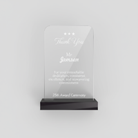 Trophée en acrylique à bords rectangulaires |   Récompense d'entreprise gravée |   Trophée commémoratif imprimé en typographie