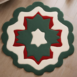 ชุดพรมปูพื้นแบบถักด้วยมือดีไซน์รูปดาวสูงสำหรับห้องนั่งเล่นรายละเอียดสูงสำหรับคริสต์มาส - Product Image 1