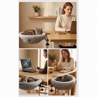 Hamac de bureau en tissu pour chat avec fonction de bain de soleil suspendu, design pour fenêtre et support suspendu pour animaux de compagnie