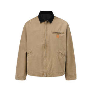 Men's <b>Jackets</b> Cotton <b>Canvas</b> Vintage Zipper Men'S <b>Canvas</b> <b>Jackets</b> Cropped Coat Men'S <b>Jackets</b> With Pockets - Product Image 1