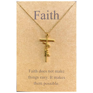 Collier Croix en Acier Inoxydable GIVELUCK, Cadeaux de Foi Chrétienne Religieuse avec Carte <span class=keywords><strong>Message</strong></span> Personnalisée, Activité d'Église - Product Image 1