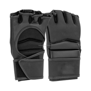 Bulk Custom MMA Gloves Leather Breathable Adjustable Wrist Strap Hook Loop Closure Half Finger/Fingerless Lightweight - Product Image 5