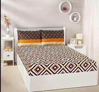Ensemble de draps de lit plats tissés 100% coton avec housse d'oreiller imprimée Super King Queen simple Double taille uni doux Durable OEM