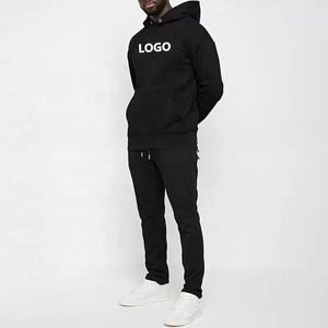 OEM logotipo personalizado invierno sólido Streetwear hombres 100% algodón chándal Jogger pulóver cárdigan dos piezas chándal conjunto - Product Image 2