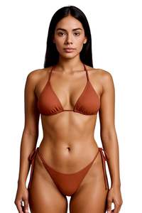 Conjunto de Bikini de Tiras para Mujer, Color Sólido, Diseño Elegante, Traje de Baño Triangular, Ropa de Playa de Verano, Traje de Baño para Tomar el Sol, Conjunto de Tela Suave de Calidad - Product Image 2