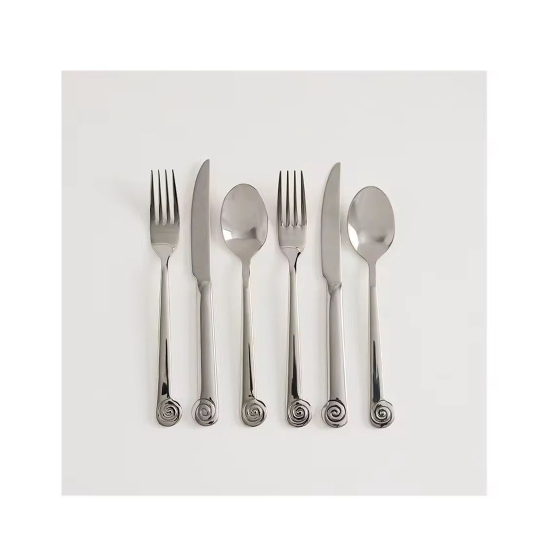 Stainless Steel Flatware Cutlery Set Spiral Handle Fork Knife Spoon Modern Design Mirror/Matte PVD Gold Finish Dishwasher Safe · image 5