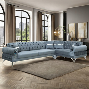 2024 Luz de lujo en forma de L tela sofá de terciopelo moderno sala de estar sofá seccional conjunto de muebles para el hogar Hotel Oficina - Product Image 1