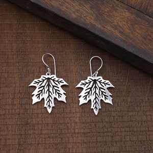 Los más vendidos pendientes de aro de Plata de Ley 925 hechos a mano a la moda talla de hoja de arce bonita para regalos de bodas de fiesta de mujer - Product Image 2