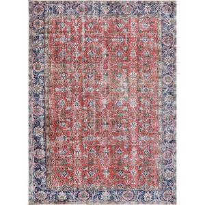 Alfombra de Lana Anudada a Mano Vintage Pae-2880, Grande, con Diseño Floral Rojo y Naranja, para Sala de Estar, Pasillo, Dormitorio de Adolescentes, Rectangular - Product Image 1