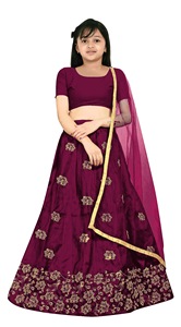 Shoryam Fashion, vêtements ethniques pour filles, lehenga choli violet long jusqu'au sol |   Choli en broderie filet, tenue de fête de mariage indienne - Product Image 2