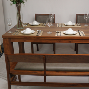 Ensemble de salle à manger en bois de noyer massif design rectangulaire en noyer foncé fabriqué au Vietnam construit pour durer finition résistante aux rayures | SWT505P6 - Product Image 5