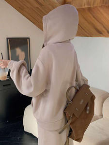 Women's 100% Cotton Fleece Zip Hoodie Printed Embroidery Loose Fit Winter Streetwear Casual Blank Custom Wholesale - Product Image 2