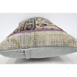 Oreiller Patchwork en Laine de Bohème Beige 12x24 Pouces Coussin Kantha Carré Vintage Coussin Décoratif Tissé pour Noël - Product Image 5