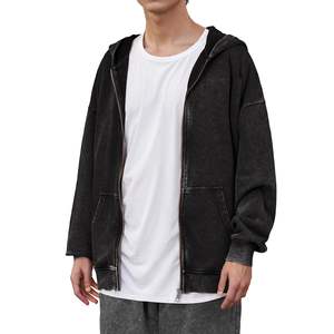 Sweats à capuche pour hommes couleur unie, couleur unie, vierge, grande taille, poids lourd, 100% basiques, coton mélangé, 2025 lavage à l'acide - Product Image 3