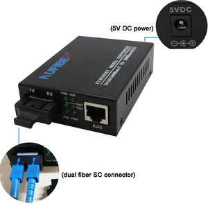 Nufiber NF-C2200SX 기가비트 광 미디어 컨버터 1000Mbps 광섬유 듀플렉스 MMF 850nm 550m 듀얼 파이버 SC DC5V1A IP 네트워크 - Product Image 3