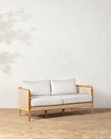 Cadre en teck de canapé de jardin de style moderne de haute qualité avec tissu tissé en osier imperméable pour la maison, l'hôtel et le salon.