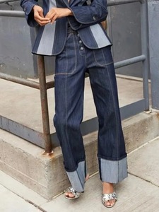 Ensemble en Jean pour Femme Automne 2024, Haut Décontracté à Col Rabattu et Pantalon en Jean Taille Haute, Tenue Streetwear Tendance Deux Pièces - Product Image 2