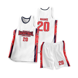 Ensemble de maillot de basket-ball personnalisé en polyester/coton respirant de haute qualité, à séchage rapide, imprimé, réglable, pour hommes - Product Image 2