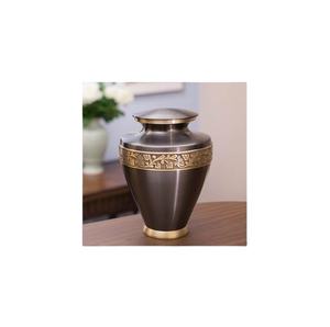 Urnes de crémation en laiton marron avec bordures gravées Colambarium de niche d'affichage à la maison en métal en gros de fournitures funéraires de l'Inde - Product Image 1