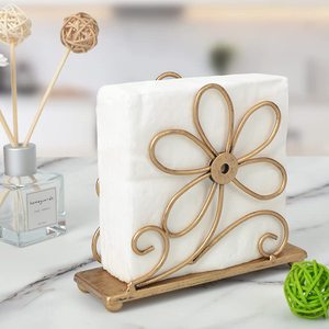 Porte-serviettes en fil de fer à motif floral, finition dorée, pour la décoration de la table à manger à la maison, porte-serviettes faits à la main - Product Image 1