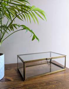 Venta caliente nuevo diseño rectángulo negro latón joyero hecho a mano Metal vidrio cartón embalaje embalado regalo pedido mínimo 100 Uds - Product Image 5