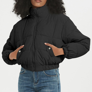 Veste d'hiver en tissu pour femmes, multicolore, courte, recadrée, vestes grande taille, design avec logo personnalisé OEM - Product Image 2