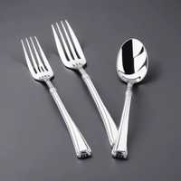 Ensembles de couverts en acier de portabilité Cuillère de mariage en laiton de l'Inde et fourchette en métal Couverts en acier miroir Couteaux de cuisine Incrustation d'os
