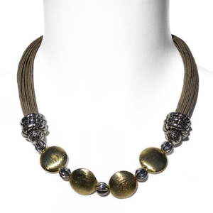 <b>Mirror</b> Polished Woman Look Attractive Metal and Cotton Luxury Handmade 3 Metal Pendant Fancy Necklace Fancy Wedding Gift X Mas - Product Image 2