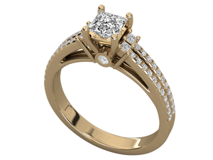 Bague de fiançailles et de mariage classique en or 14 carats pour femme, or blanc, or jaune, or rose, diamant synthétique taille princesse, certifié IGI - Product Image 6