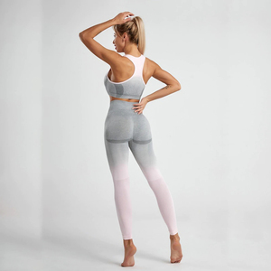 Ensemble de 5 pièces de leggings de yoga taille haute et de haut court pour femmes, vêtements de sport en spandex/nylon coupe-vent - Product Image 4