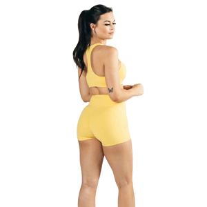 เสื้อชั้นในกีฬาผู้หญิงแบบสวมใส่สบาย คอสูง นุ่มสบาย เหมาะสำหรับโยคะ พิลาทิส ออกกำลังกาย น้ำหนักเบา สีเหลือง - Product Image 5