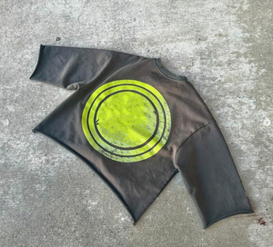 Personnalisé imprimé graphique français éponge 100% coton grande taille t-shirts pour hommes en détresse lavage à l'acide recadrée boxy t-shirt hommes t-shirts - Product Image 1