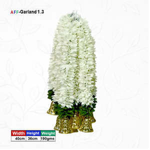 Guirlande de fleurs artificielles blanches avec clochettes dorées, décoration suspendue pour mariage, festival, maison, temple - Product Image 1