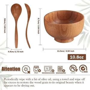 Cuenco de madera estilo granja rústica Cuenco de comedor hecho a mano para casas modernas y vintage - Product Image 3