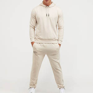 ชุดเซ็ตเสื้อฮู้ดดี้ผ้าฝ้ายเนื้อเบาพิมพ์โลโก้ตามสั่ง กางเกงวอร์มผ้าเฟรนช์เทอร์รี่ทรงปกติ ขาจั๊มพ์ขายาวสำหรับผู้ชาย - Product Image 1