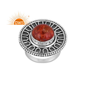 Anillo apilable de piedras preciosas de Coral de esponja Natural de plata de ley oxidada más vendido, joyería personalizada para mujer, regalo para ella - Product Image 1