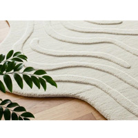 Tapis en laine sculpté moderne personnalisé tufté à la main en forme de flux organique lavable pour le cadeau de décoration de salon en gros
