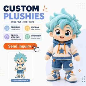 Poupée en peluche personnalisée avec cheveux tressés, robe rose claire simple, figurine douce rembourrée pour cadeau personnalisé quotidien ou décontracté - Product Image 2