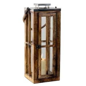 Lanterne en bois artisanale écologique en bois naturel de haute qualité avec poignée RPE pour la décoration de la maison et du jardin - Product Image 1