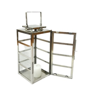โคมไฟเชิงเทียนโลหะสแตนเลสลายทางสำหรับตกแต่งบ้าน - Product Image 3
