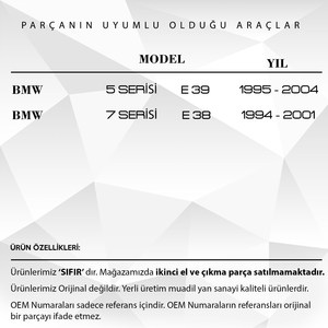 ฝาครอบซ่อมสวิตช์หน้าต่าง 4 ชิ้นสำหรับบีเอ็มดับเบิลยู ซีรีส์ 7 E38(จัดส่งจากผู้ผลิตในตุรกี) รหัสสินค้า: WB2238-1-1 - Product Image 2