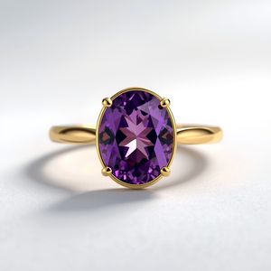 Anillo Solitario de Oro Sólido de 10K/14K/18K con Diamante Cultivado en Laboratorio, Corte Baguette, Gema Púrpura Intenso, Estilo Minimalista de Lujo para Bodas y Fiestas - Product Image 2