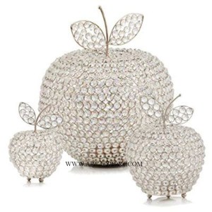 Lot de 3 bougeoirs de différentes tailles en métal et cristal pour pomme Bougeoirs éclaircissants Porte-bougie votive Article de cadeaux de mariage - Product Image 1