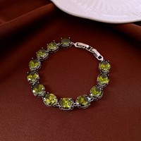 Bijoux POP Bracelet ovale en zircon plaqué or véritable 18 carats Bracelet de mode pour femmes Bijoux Hip Hop tendance Bracelet élégant