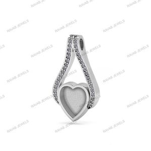 High Quality Women <b>Love</b> Heart Keepsake Semi Mount Blank Bezel Component Empty 925 Sterling Solid Silver Nickel/Lead Free Jewelry - Product Image 4