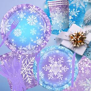 Vajilla Desechable para Fiesta <span class=keywords><strong>Frozen</strong></span>, Pancarta <span class=keywords><strong>de</strong></span> Fiesta Azul con Copos <span class=keywords><strong>de</strong></span> Nieve y País <span class=keywords><strong>de</strong></span> las Maravillas Invernal para Decoraciones <span class=keywords><strong>de</strong></span> Fiesta <span class=keywords><strong>de</strong></span> Navidad y Cumpleaños <span class=keywords><strong>de</strong></span> Invierno - Product Image 6