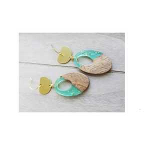 Pendiente de madera de resina, joyería de tamaño personalizado, conjunto de pendientes de moda de Color personalizado al por mayor moderno, auricular acrílico para mujer - Product Image 6