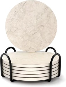 <b>Set</b> of <b>4</b> Marble <b>Round</b> Eco-Friendly Coasters <b>for</b> <b>Table</b> Top Decoration <b>for</b> Home Hotel Restaurant Use Direct Export Supply India - Product Image 2